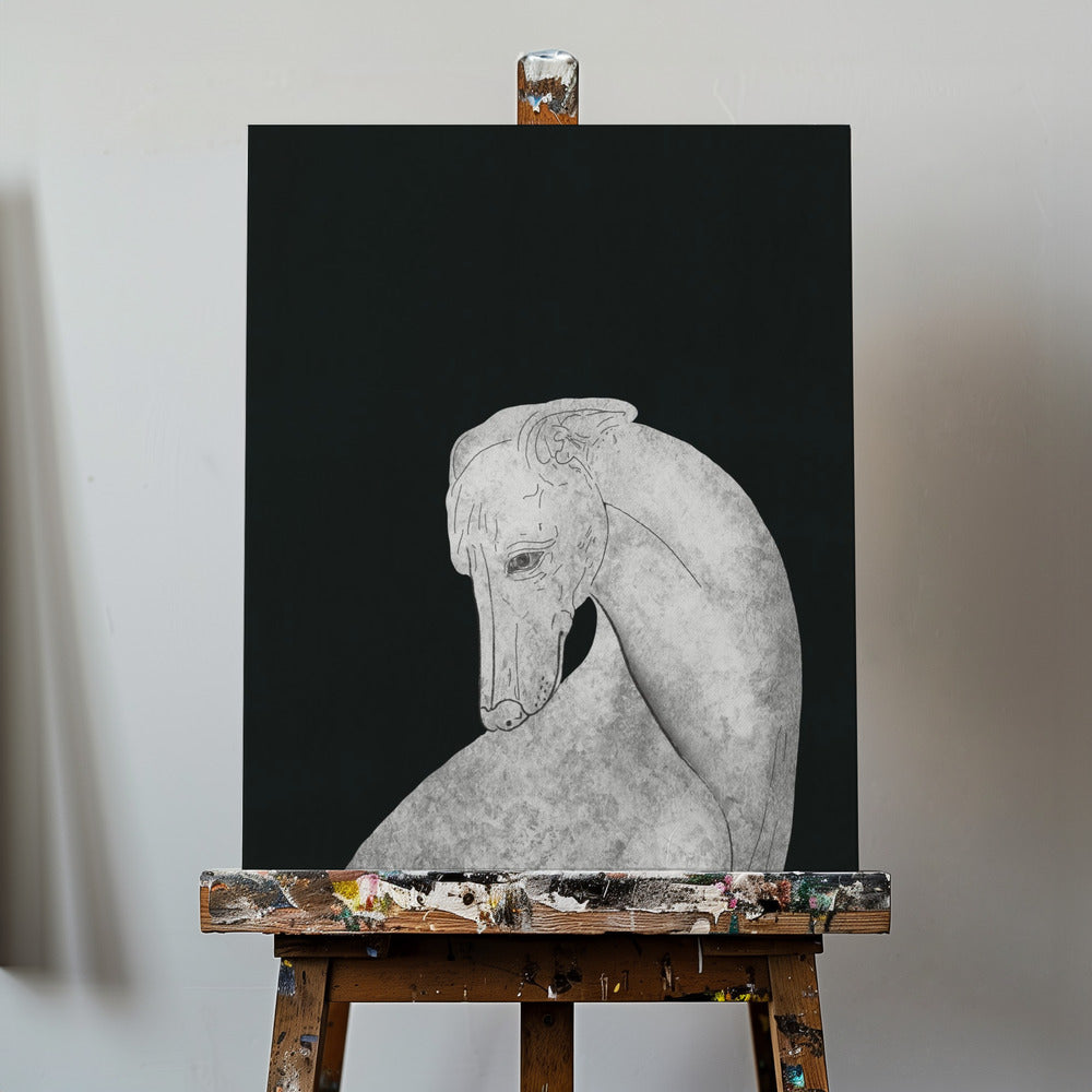 Lévrier noir et blanc | Tableaux sur Toile