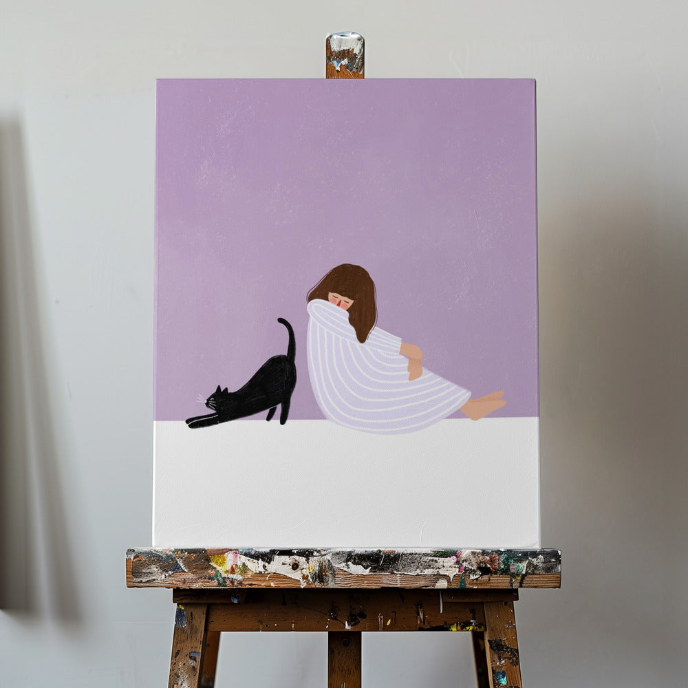Girl and Cat | Canvas