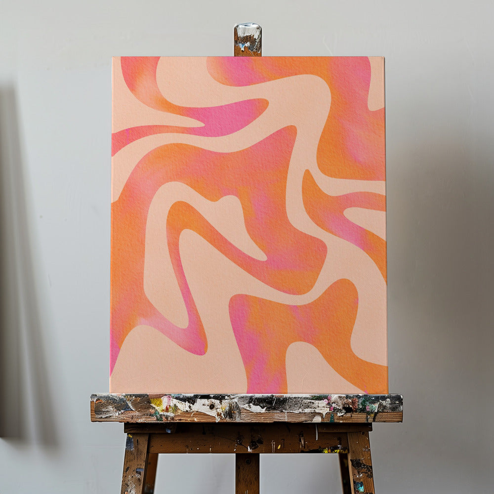 Abstract Wave - Peach Fuzz | Canvas