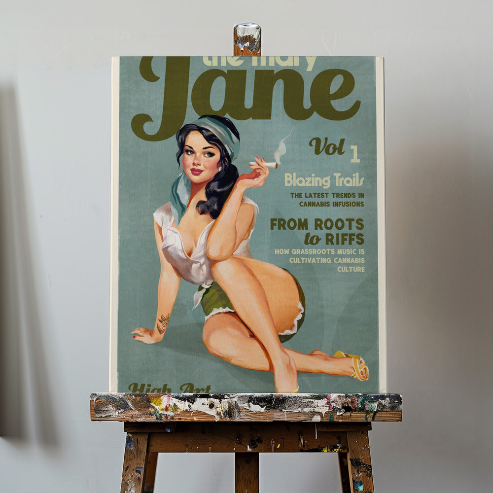 Mary Jane Retro Vintage Pinup Cannabis Art | Canvas