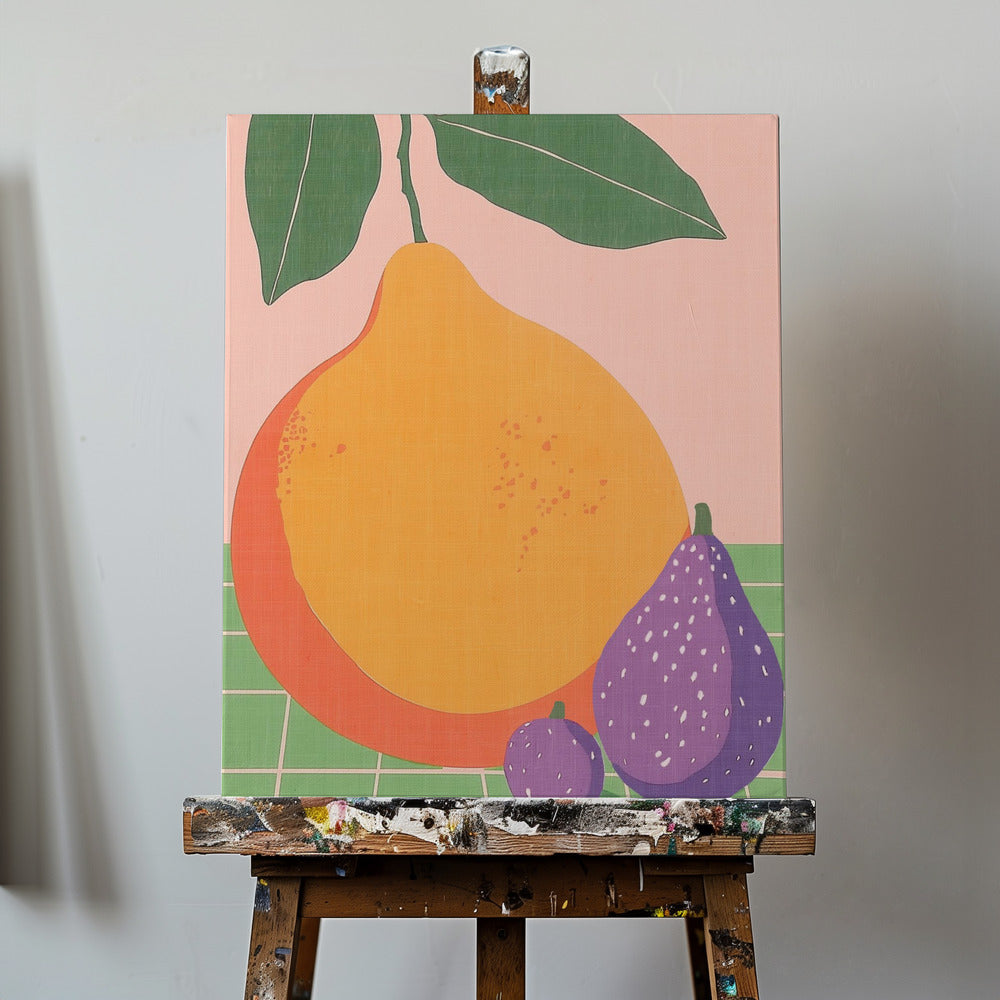 Obstillustration Birne und Feigen | Leinwand