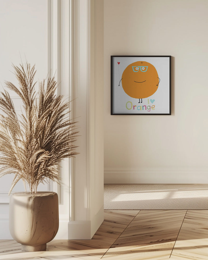 Ich liebe Orange! Süße Orange mit einem Herz. | Poster