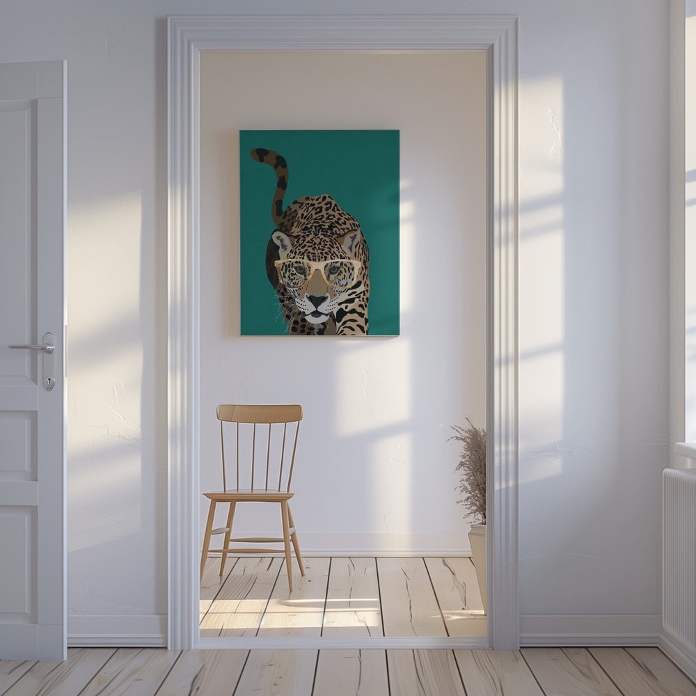 Nyfiken grön leopard | Canvas