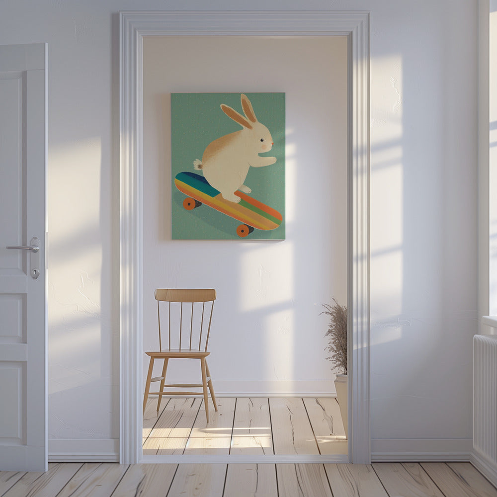 Hase auf Skateboard | Leinwand-Bilder