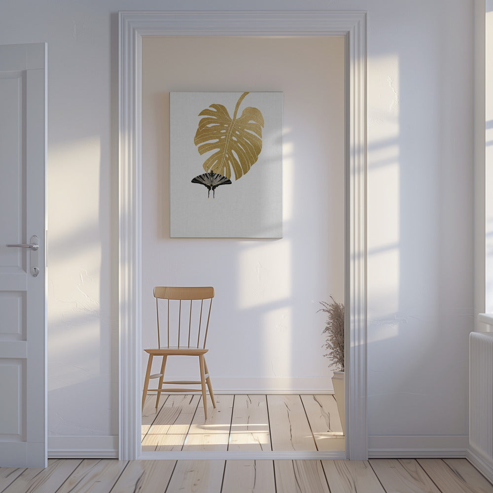 Butterfly & Monstera Leaf | Canvas