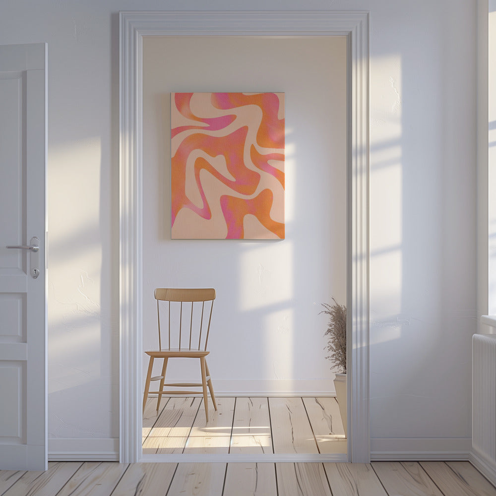 Abstract Wave - Peach Fuzz | Canvas