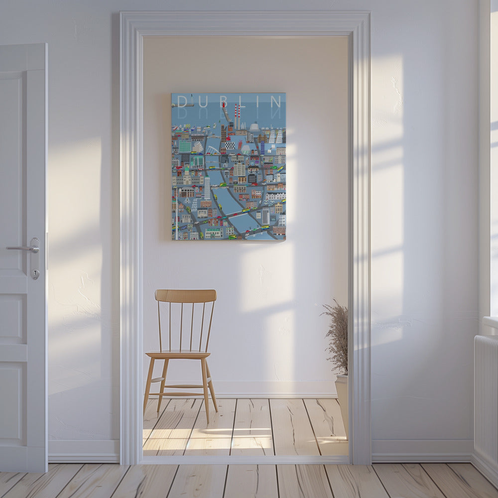 Illustrated View of Dublin City, Ireland by Artist Carla Daly | Canvas