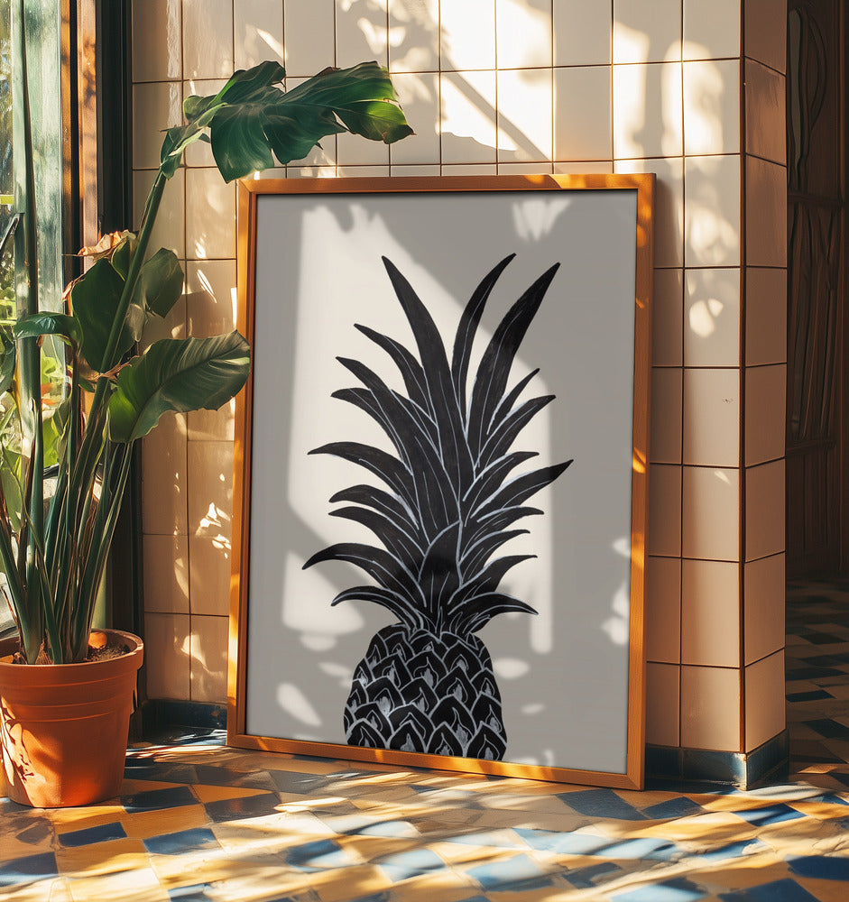 Sort Ananas | Plakater - Kunsttryk