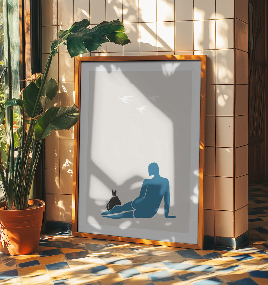 Woman and Cat | Poster
