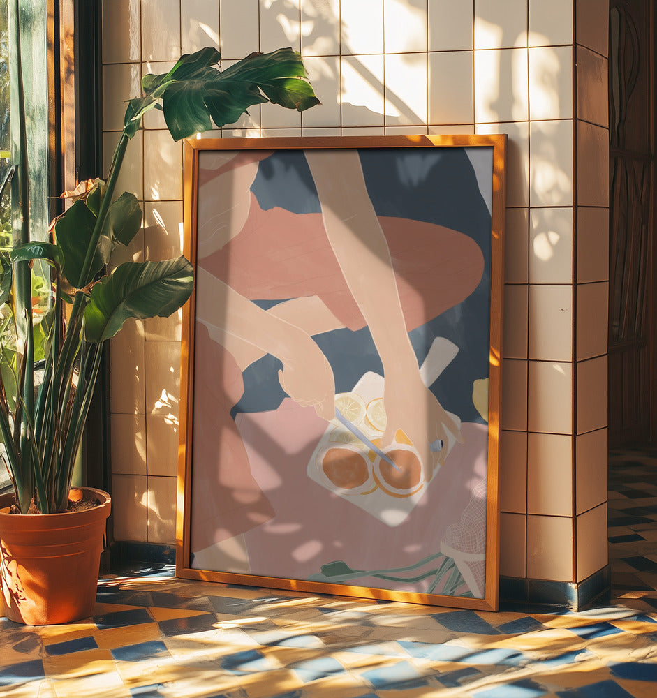 Grapefruits schneiden | Poster - Kunstdruck