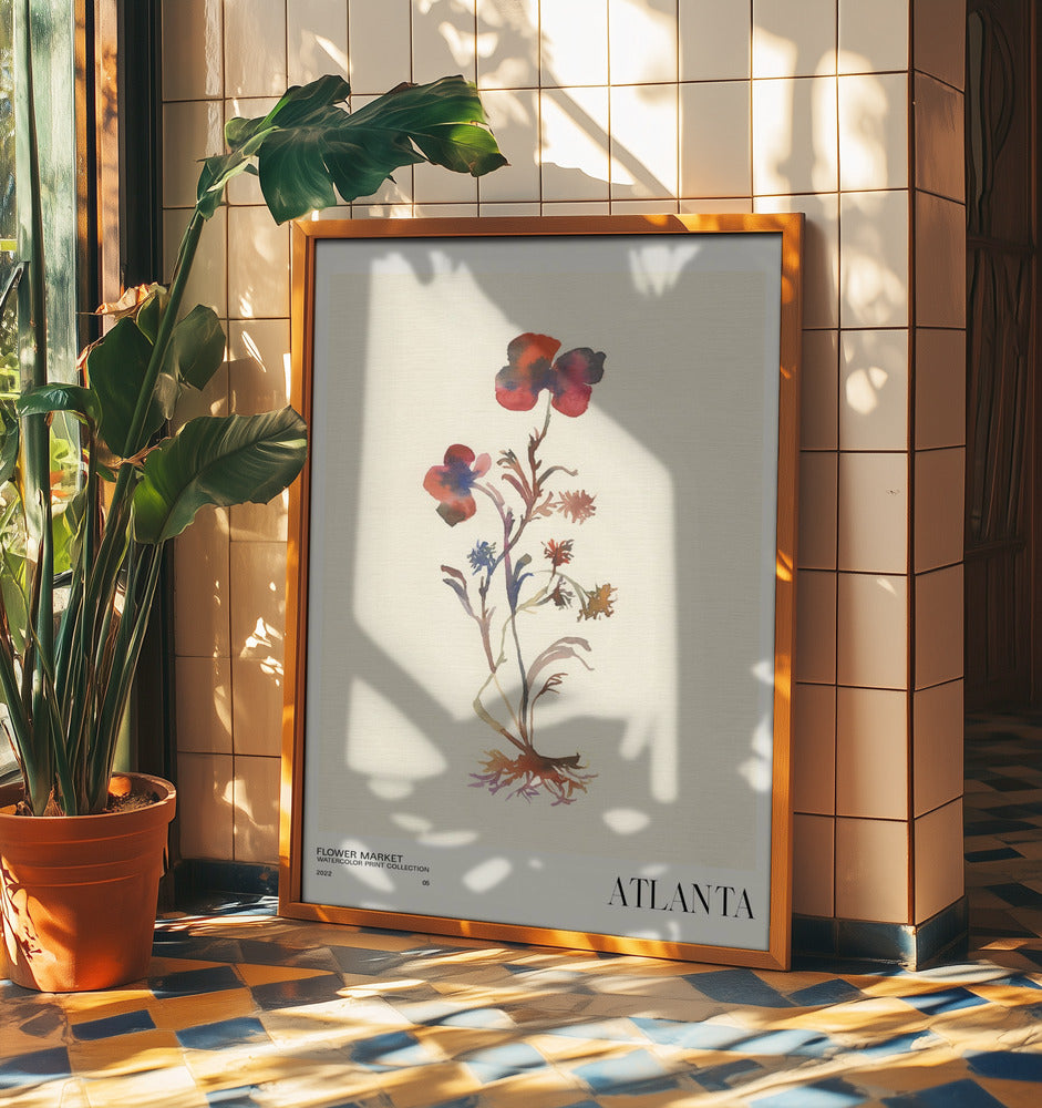 Watercolor print collection. Flower market - Atlanta | Poster