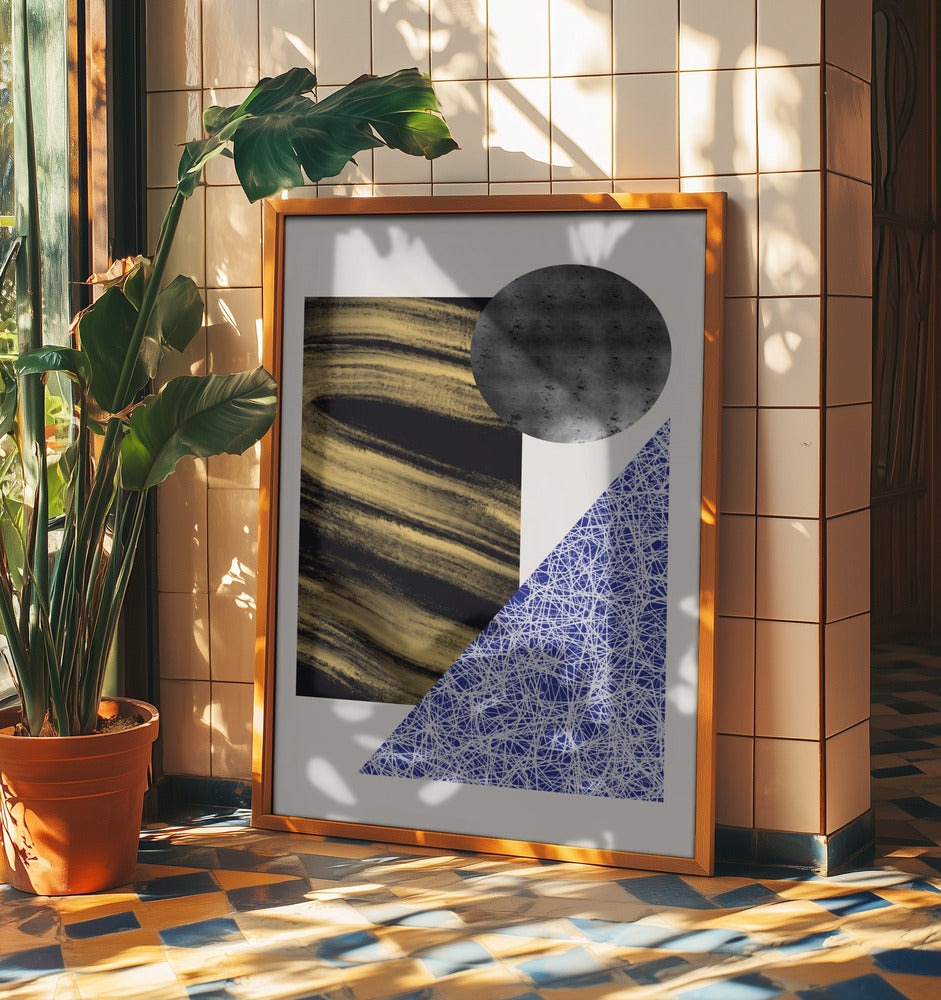 Geometrische Formen mit einer schwarz-goldenen Textur | Poster