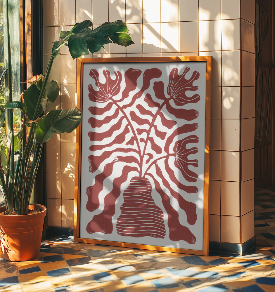 Rote Blumen in einer Vase | Poster