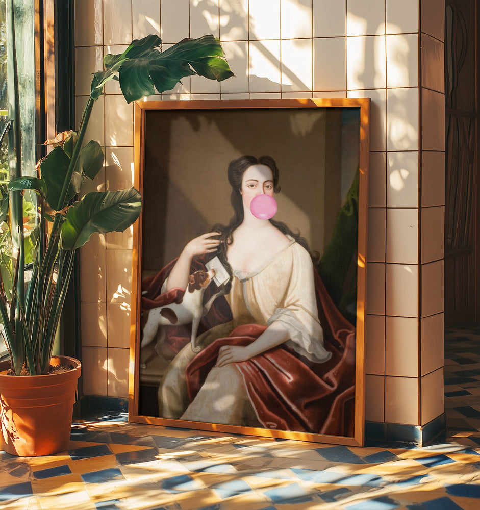 Renaissance Kaugummi Portrait und Hund / Veränderte Kunst | Poster