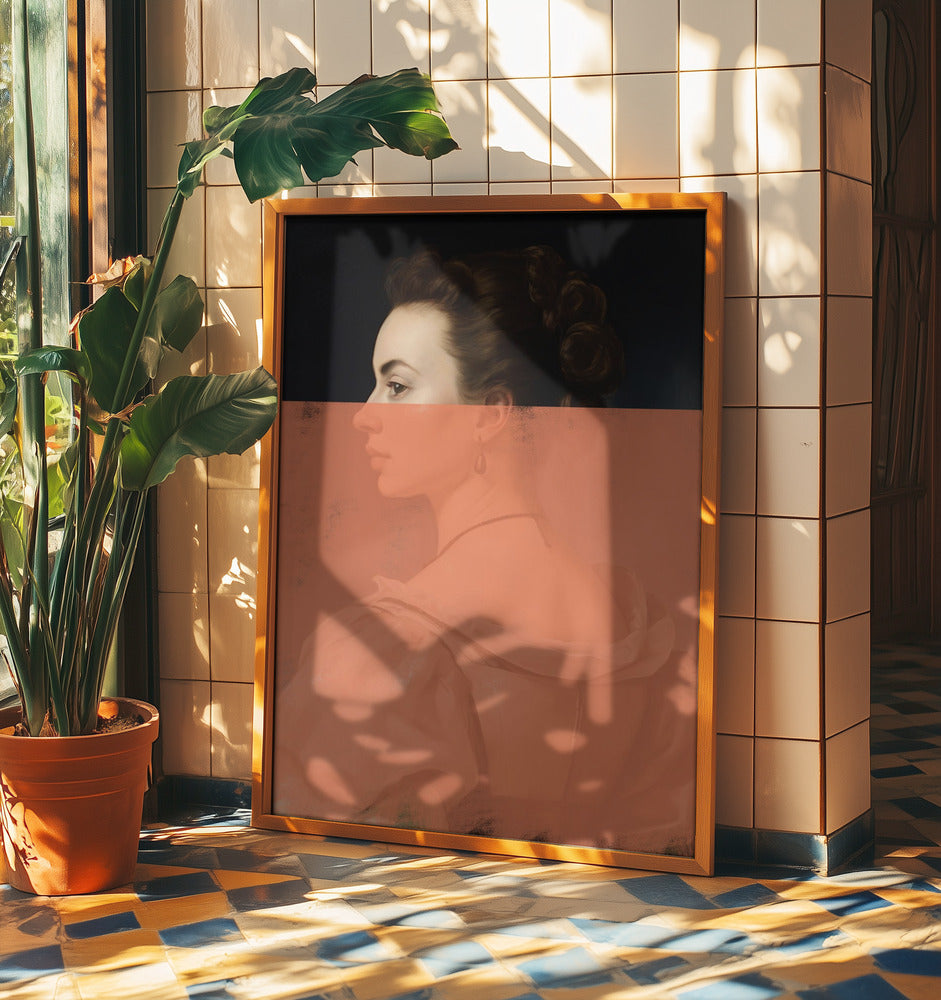 Verändertes Frauenporträt Orange Moderne Kunst | Poster