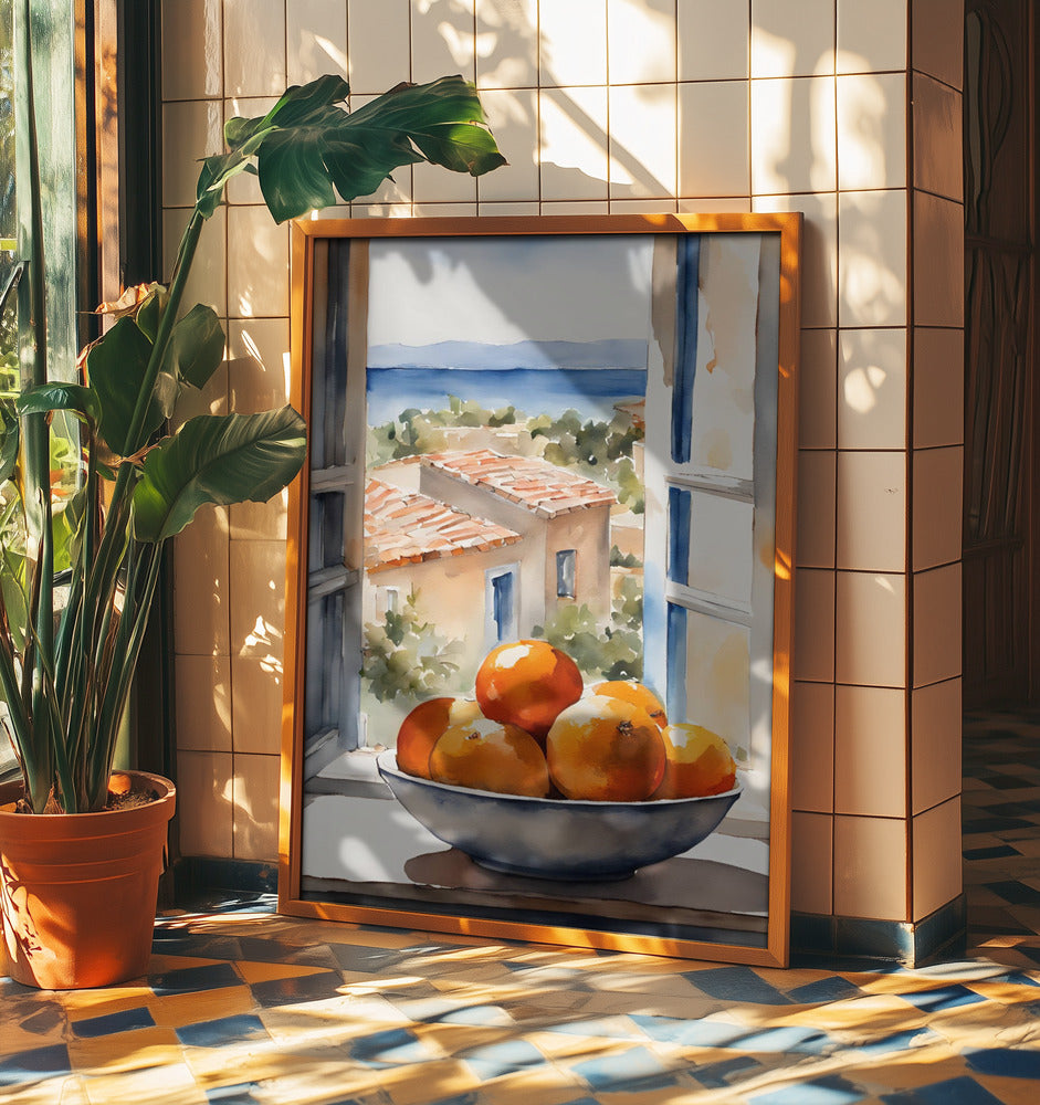 Orangenschale im Fenster | Poster