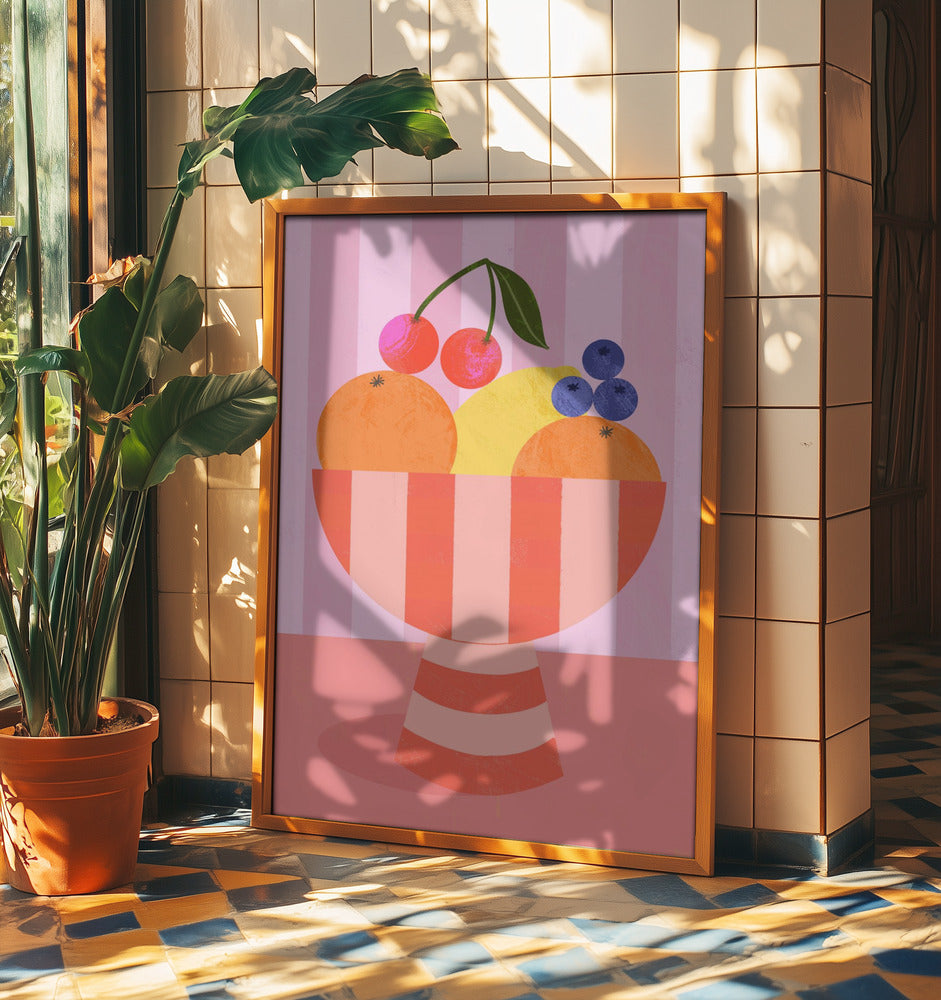 Frukt i randig skål | Poster