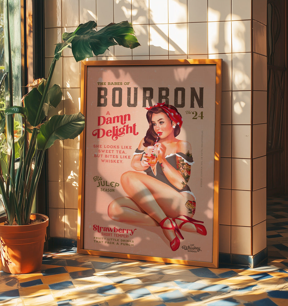 Bourbon Babes Vol 22 Vintage Pinup Girl Drinking A Cocktail | Poster