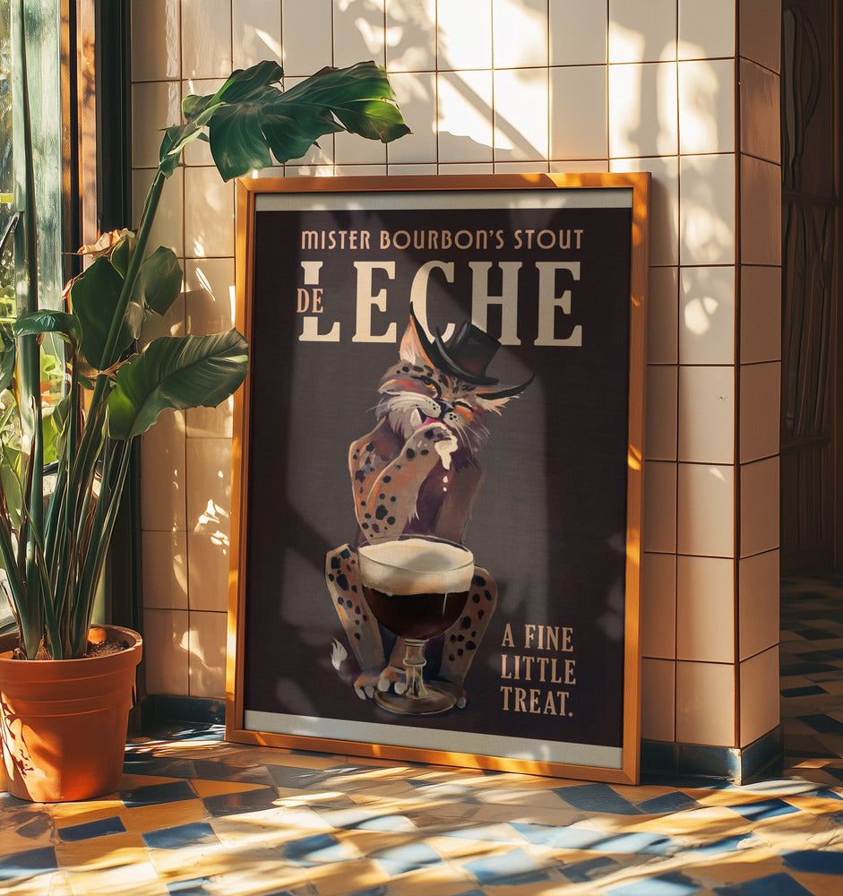 Bourbon De Leche Guinness Style Cat Art | Poster