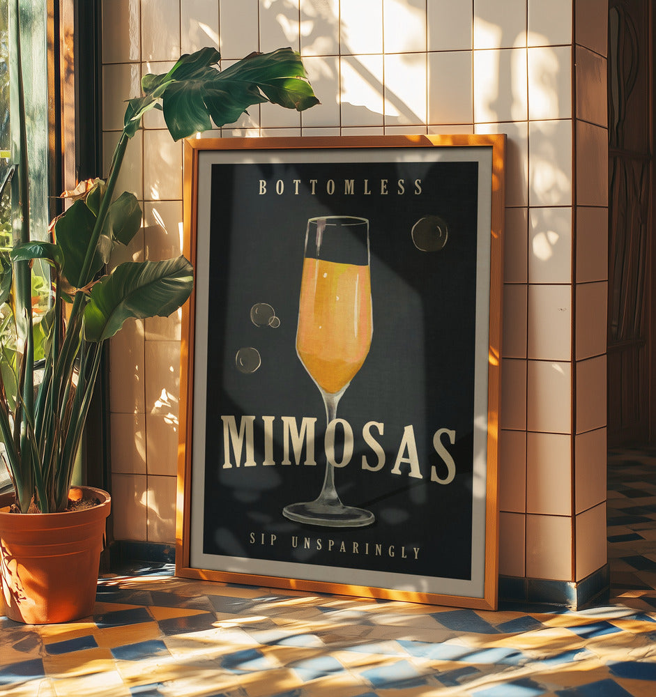 Bottomless Mimosas Art Deco Cocktail Bar Art | Poster