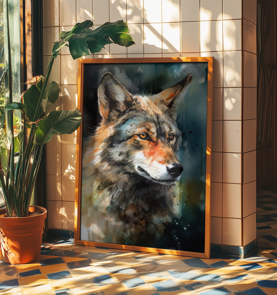 Wolf Aquarell Tierkunst | Poster