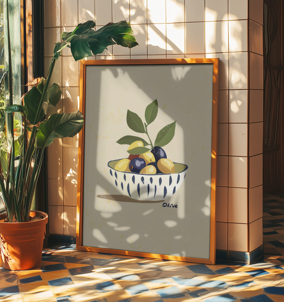 Schale mit Oliven | Poster