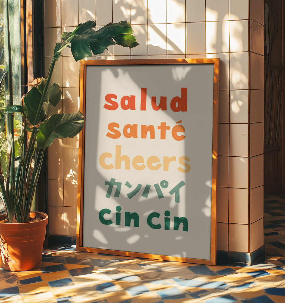 Kippis-typografia - Terveys Terveys Kippis Kanpai Cin cin | Julisteet - Taidevedokset