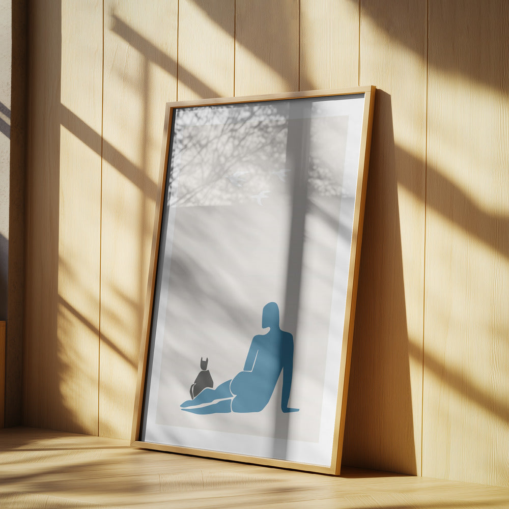 Woman and Cat | Poster