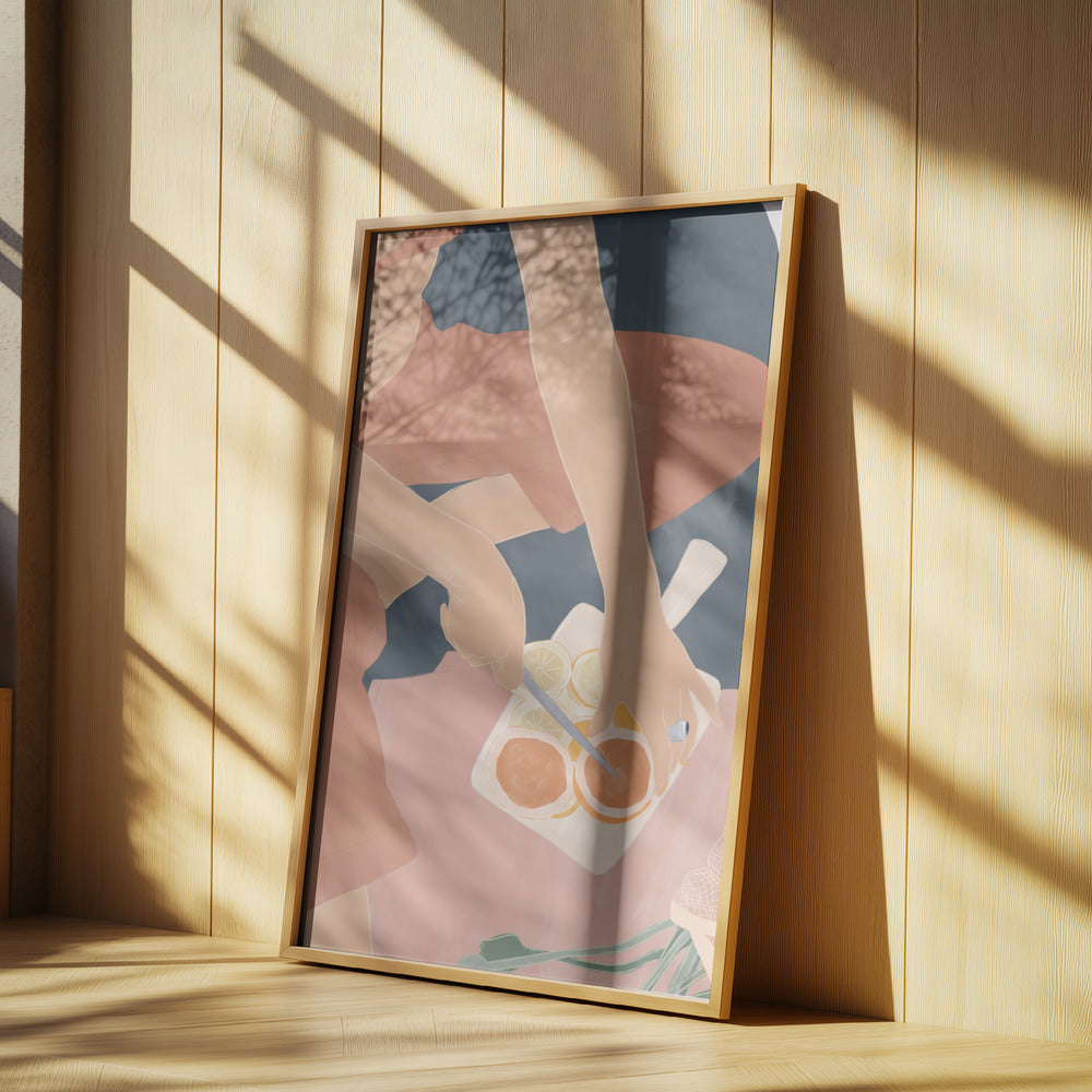 Grapefruits schneiden | Poster - Kunstdruck