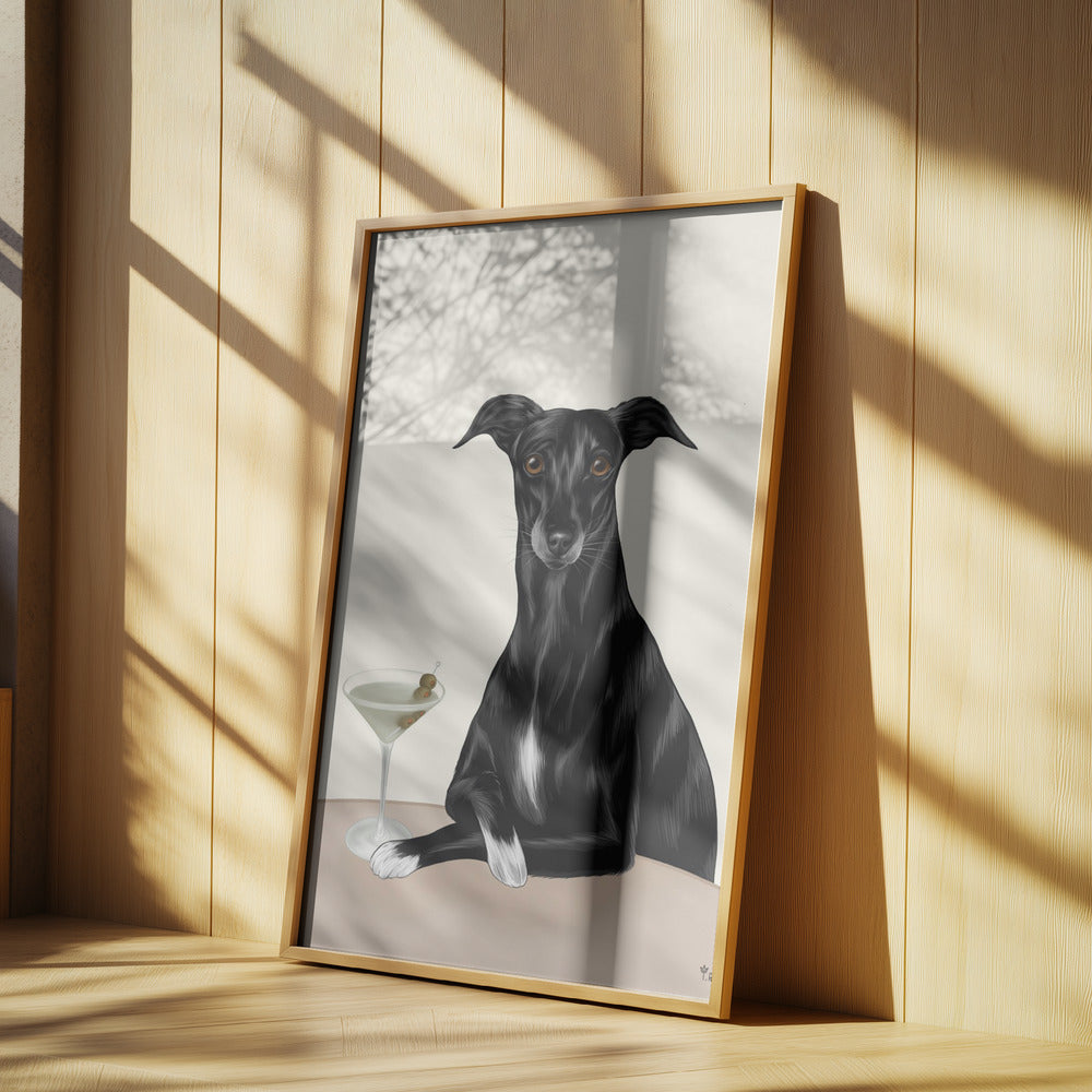 Classy Greyhound with Martini | Poster