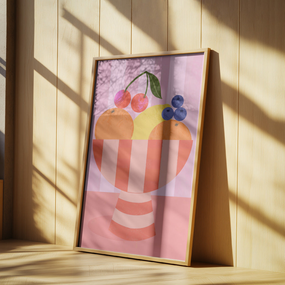 Frukt i randig skål | Poster