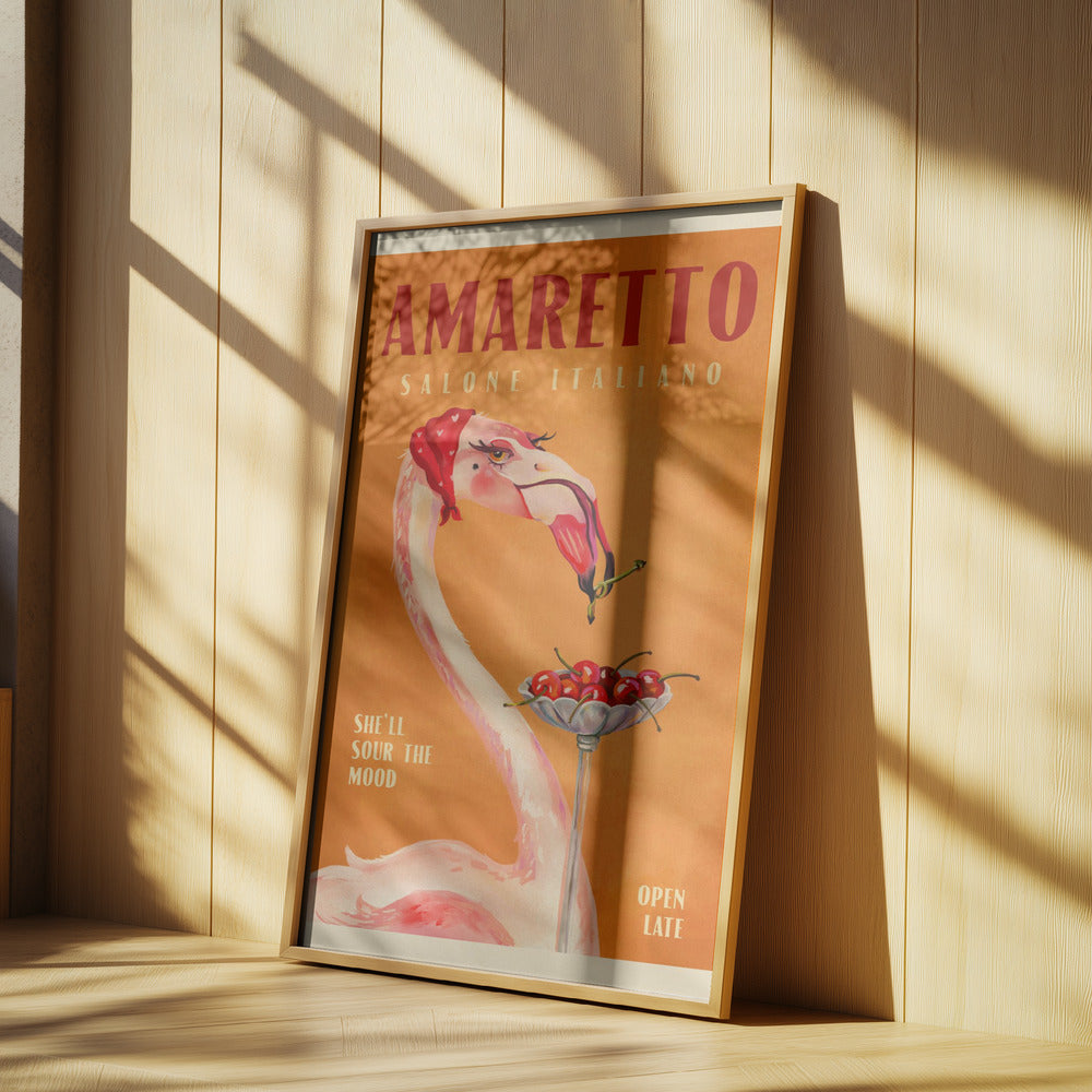 Amaretto Flamingo Art Deco Italian Cafe Travel Art | Poster