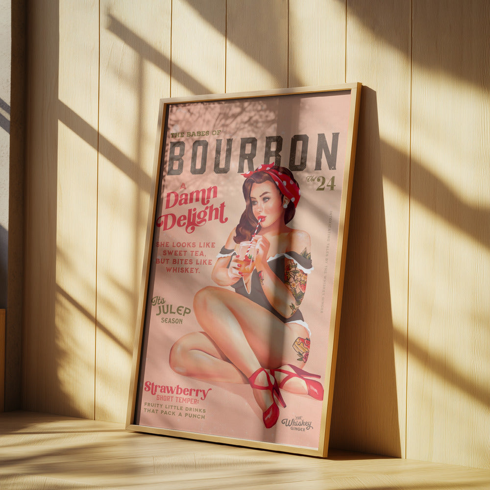 Bourbon Babes Vol 22 Vintage Pinup Girl Drinking A Cocktail | Poster