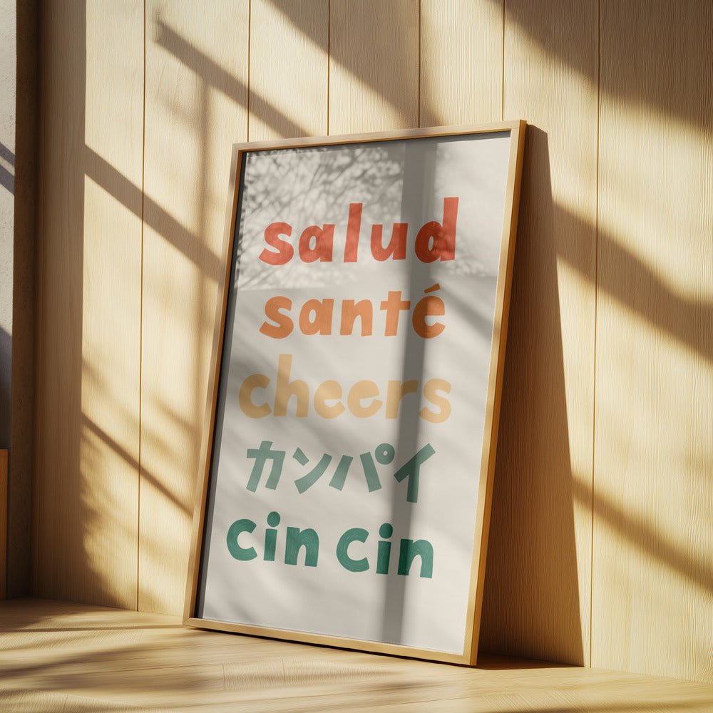 Kippis-typografia - Terveys Terveys Kippis Kanpai Cin cin | Julisteet - Taidevedokset
