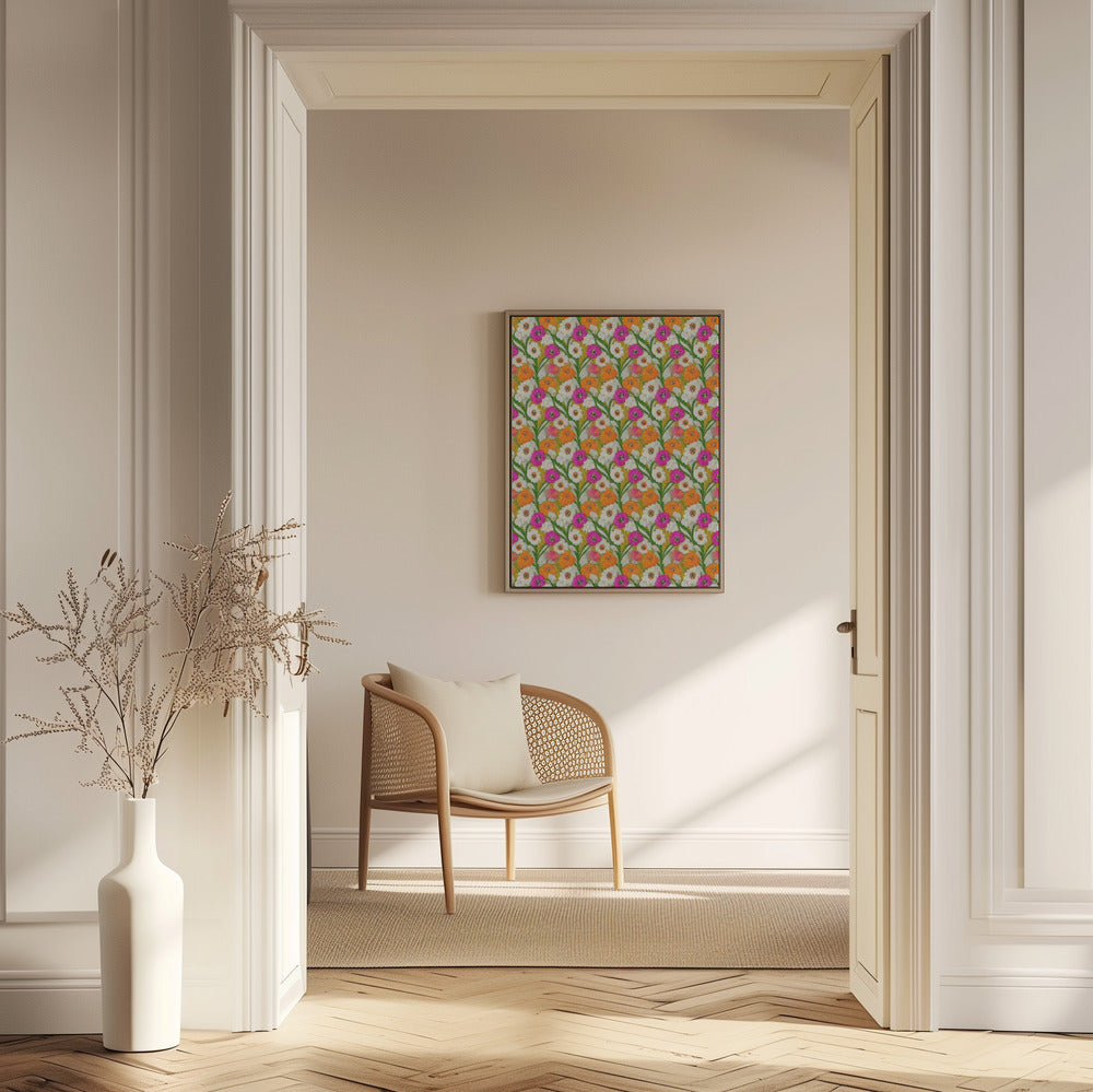 Florale Harmonie-Steppdecke | Poster