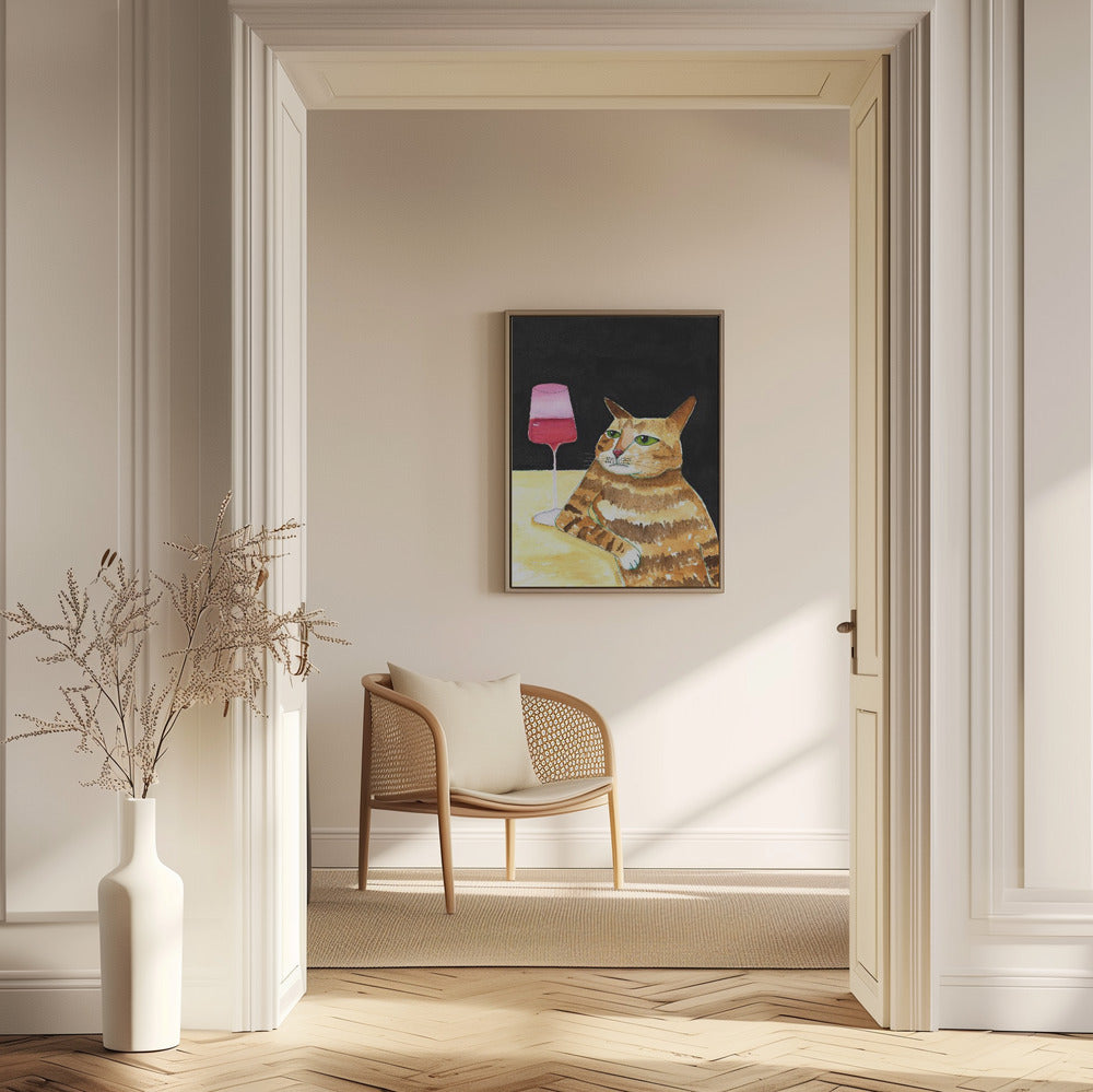 Cat Friday Night Drinks Wine Funny Cat Humour | Poster