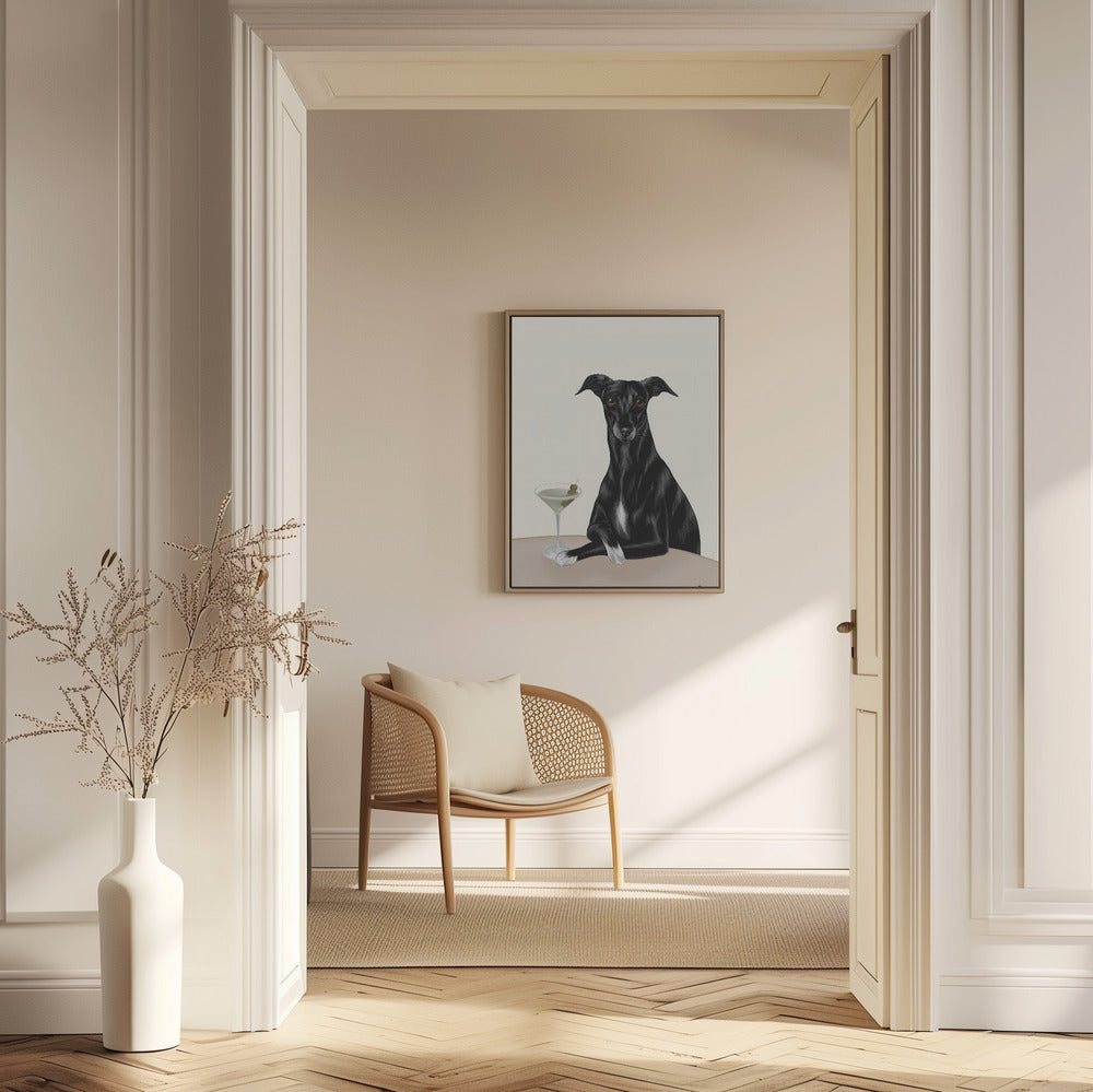 Classy Greyhound with Martini | Poster