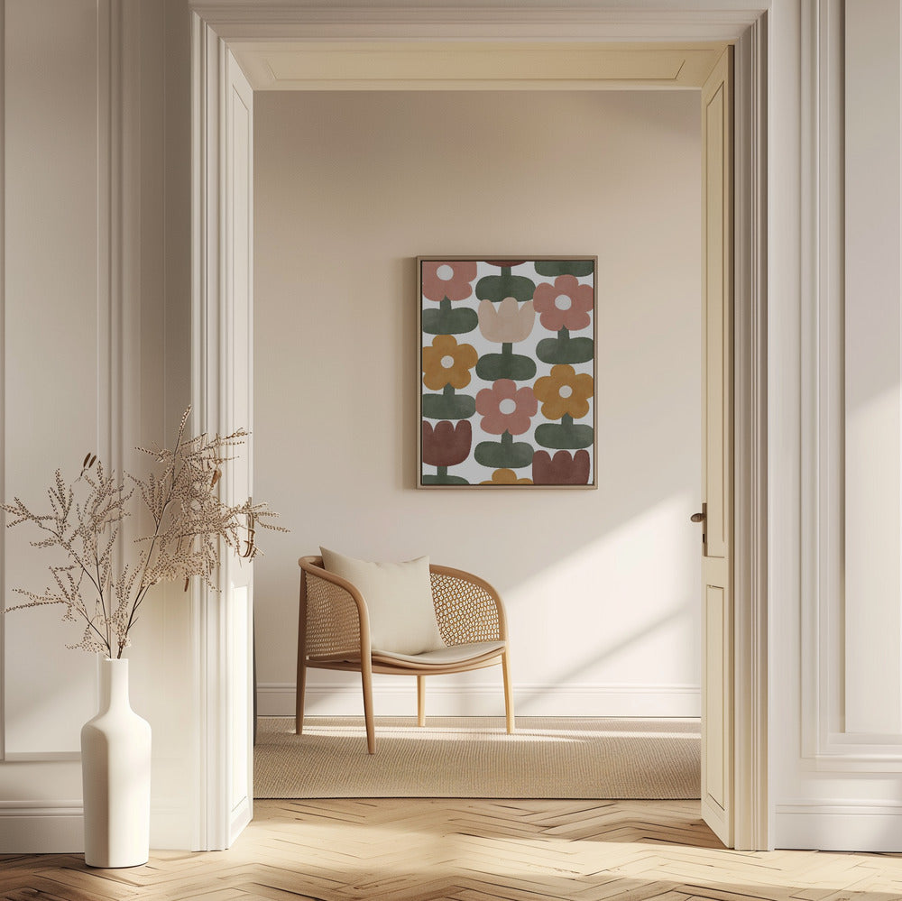 Retro Floral Grid | Poster