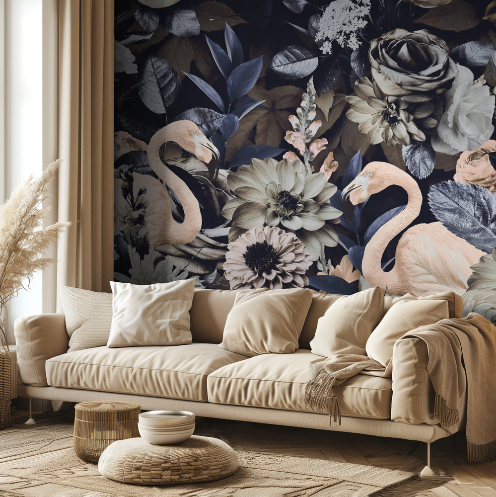 Flamingo Garden No4 | Wallpaper