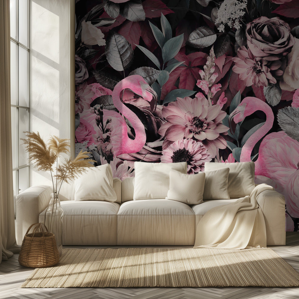 Flamingo Garden No2 | Wallpaper