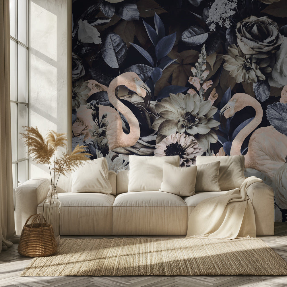 Flamingo Garden No4 | Wallpaper