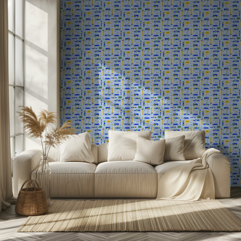 Colourful Vehicles Kids Pattern | Wallpaper