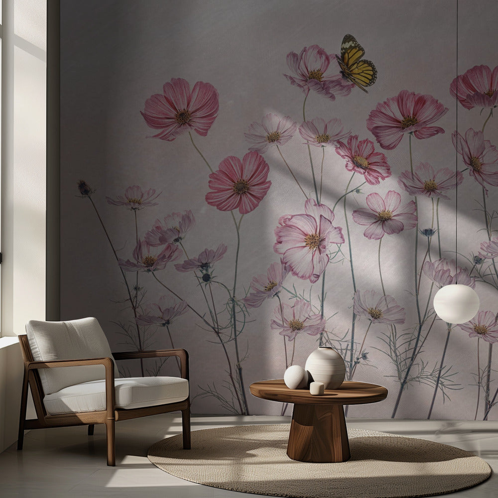 Cosmos and Butterfly | Wallpaper