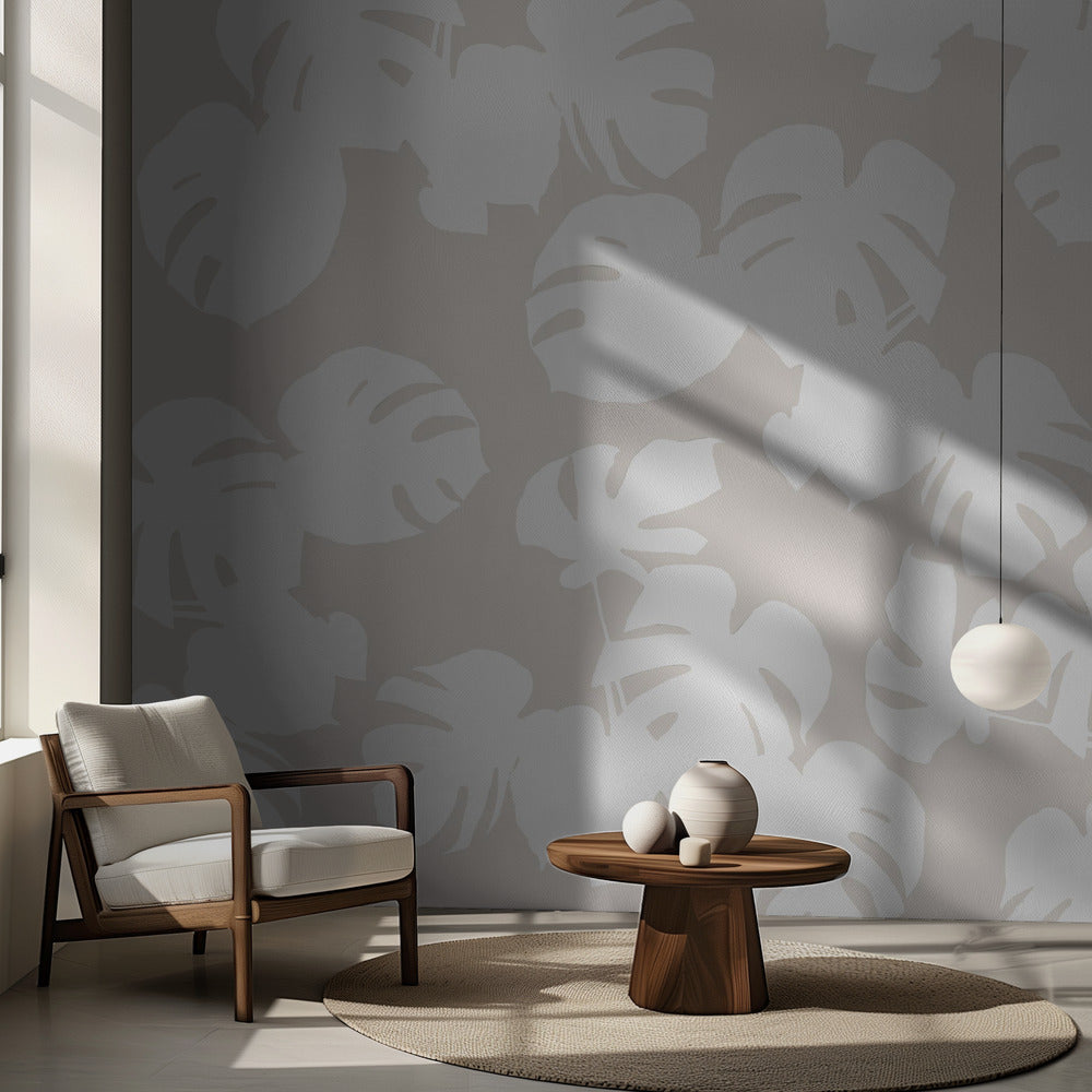 Monstera Leaves White | Wallpaper