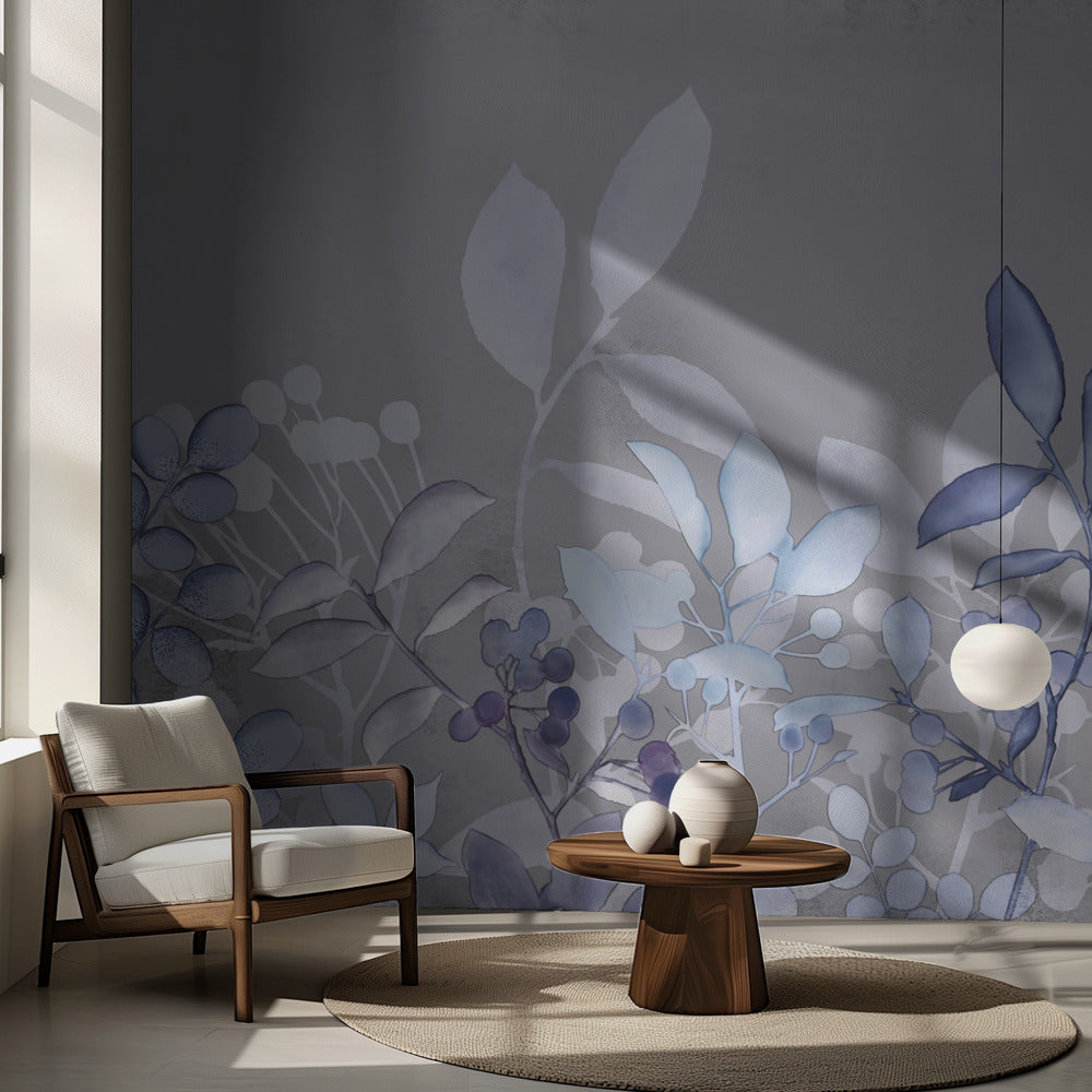 Watercolor Pastel Garden Blue | Wallpaper