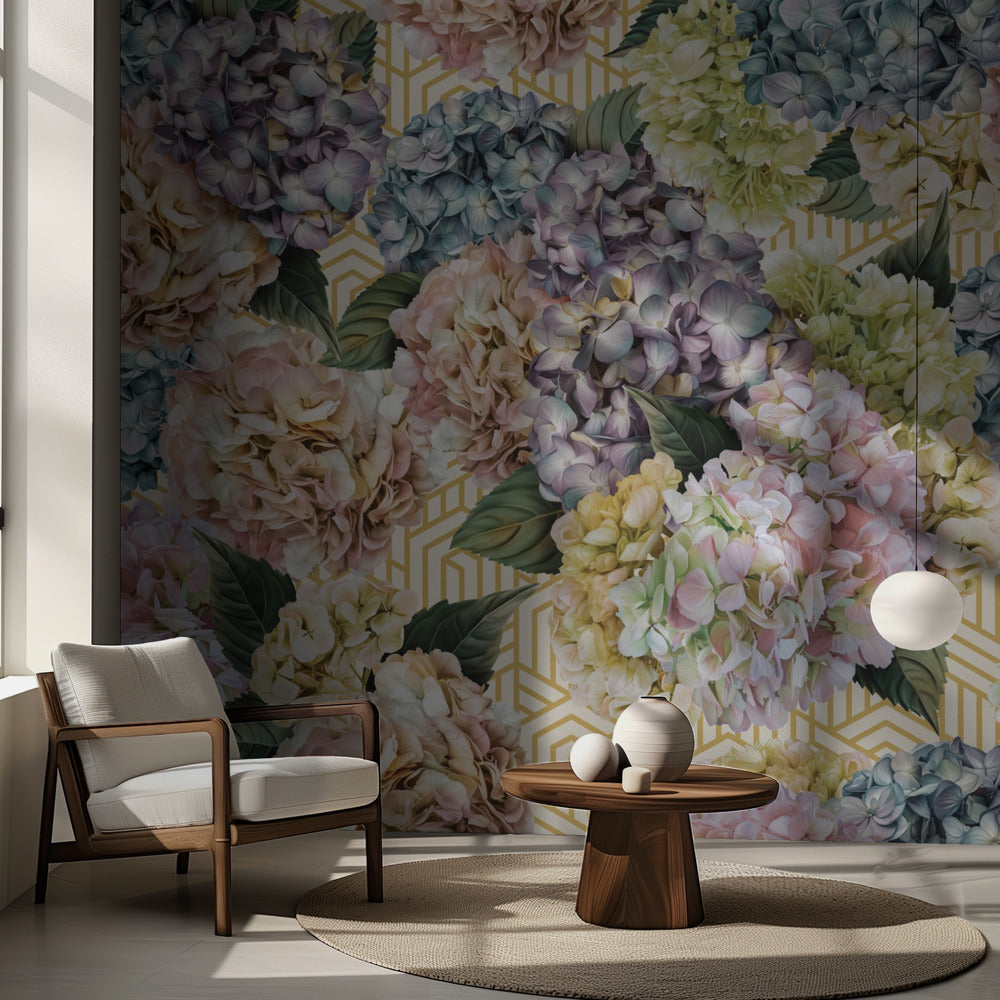 Hydrangeas_Gold Cream | Wallpaper