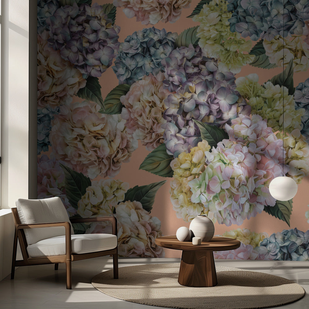 Hydrangeas_Peach Fuzz | Wallpaper