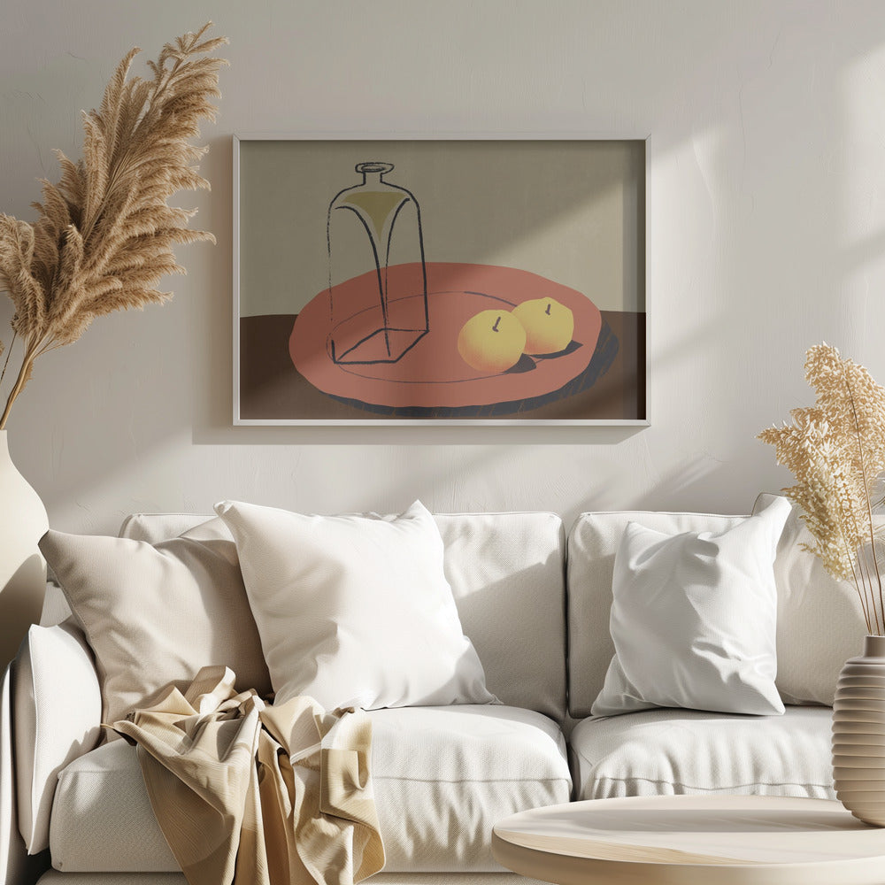 Glas und Apfel | Poster - Kunstdruck