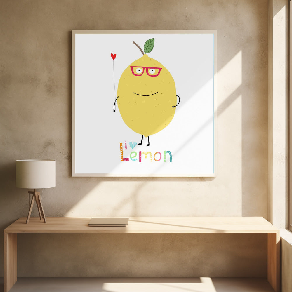 Ich liebe Zitrone! Eine süße Zitrone mit einem Herz. | Poster