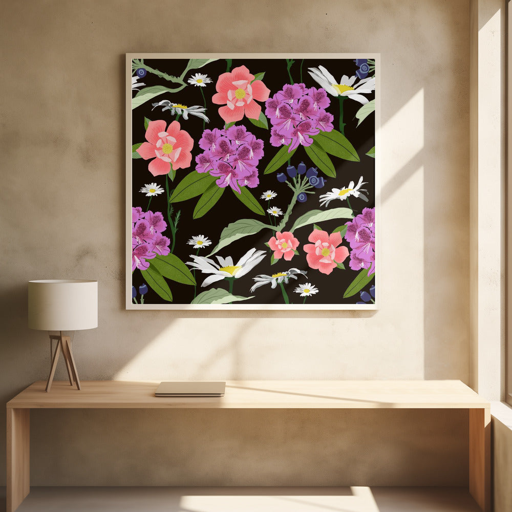Rhododendrons and daisies | Poster